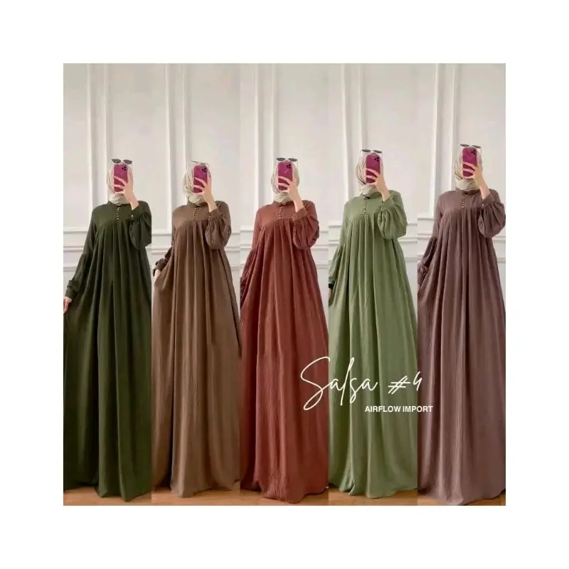 Salsa Dress Premium Gamis wanita  Muslim  Mewah  Kain  Crinkle airflow Dress premium Cantik  Kancing  Ibu  busui frendly Simple 2