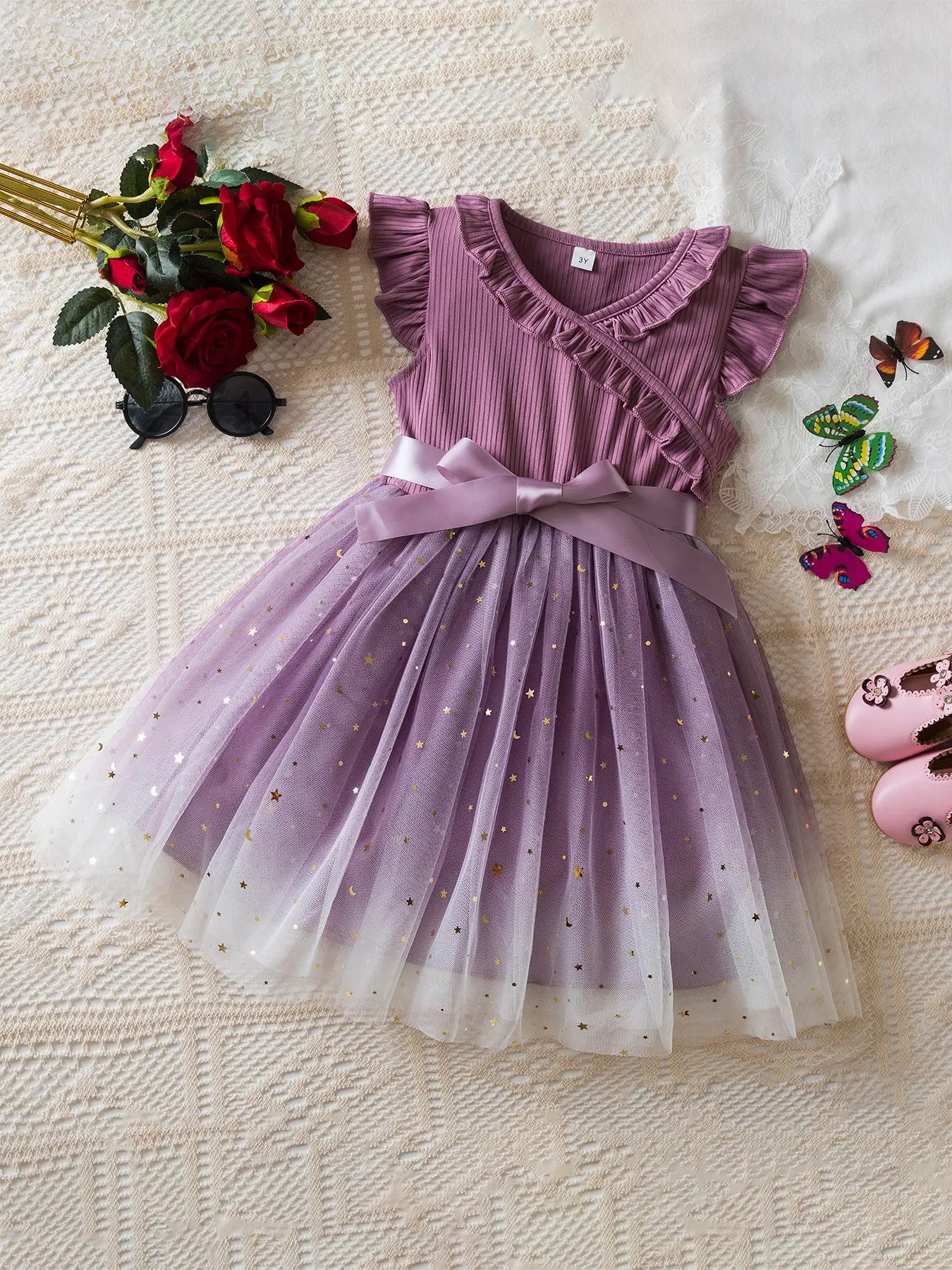 Toddler Girl's Tulle Dress, Cute Sleeveless Dress for Party Holiday Wedding Guest, Kids Summer Clothes