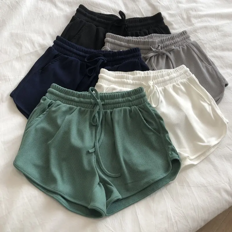 Ice Silk Thread Shorts Women's Summer Korean-Style Loose Tight Waist Wide-Leg Pants Elastic Sports Pants Slimming Hot Pants Women's Clothing Womenswear Bottoms