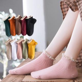 Tất nữ cổ ngắn viền ren bèo phong cách nhẹ nhàng tiểu thư Vớ tiểu thư vintage cổ ngắn