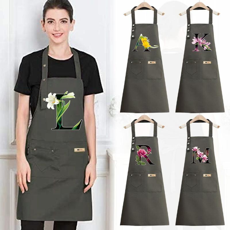 Kitchen Apron Waterproof Pocket Apron Gardening Portable Green Flower ...
