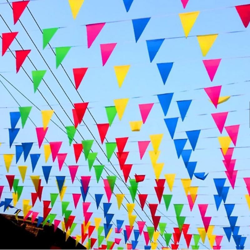  COMBO 10 Dây cờ mỗi dây10m 30 lá Cờ tam giác đuôi nheo  làm bằng vải đẹp trang trí tết lễ hội Ngoài trời Tranh 
