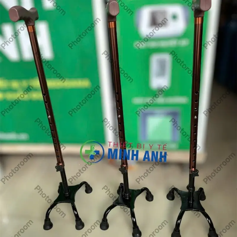 Gậy chống 4 chân cao cấp , phun sơn tĩnh điên, chống trơn trượt 0