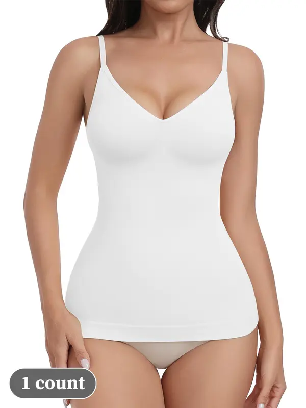Women's Solid Shapewear Cami Top without Bottom, High Stretch Tummy Control Shaper, Ladies Shapewear for All Seasons, Tummy Tuck Shapewear 3