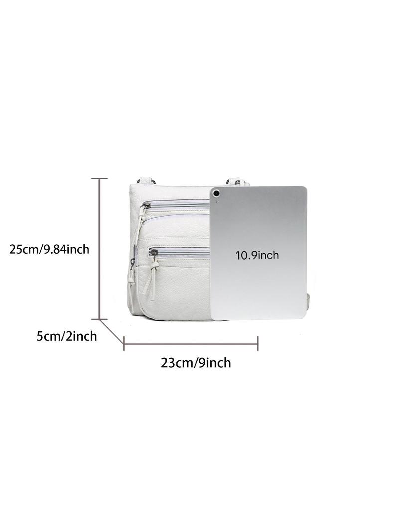Product Introduction of Women's Fashionable Solid Color Crossbody Bag, Casual Versatile Multi-pocket Zipper Shoulder Bag for Daily Commuting Use, Trendy All-match Ladies Purse Commuter Bag 1
