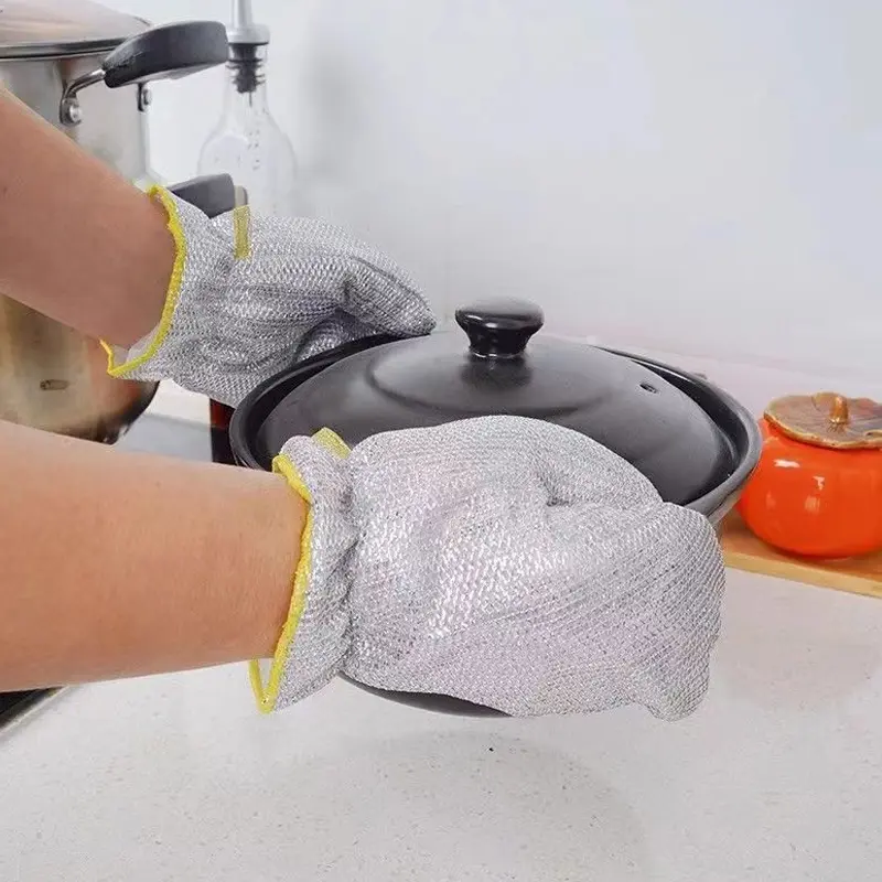 Găng tay làm sạch, dây thép, cho bát dầu, công cụ hữu ích, thích hợp để rửa bát, không thấm nước, cách nhiệt, găng tay lò nướng 2