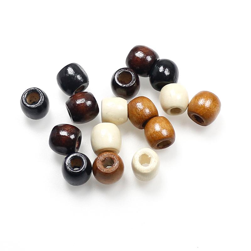 Product Introduction of Manik kayu bulat untuk jalinan rambut, 50 keping / beg, lubang besar, untuk membuat barang kemas, Gelang pesona yang sesuai, hasil DIY 9 * 10 / 11 * 12mm 10