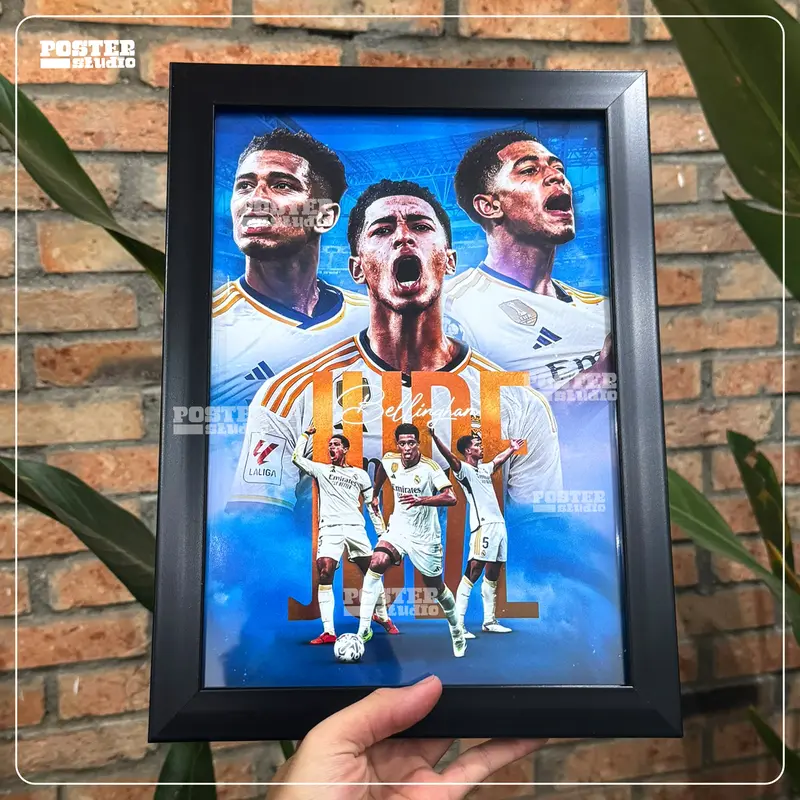Khung ảnh poster Jude Bellingham gồm 2 kích thước để bàn A5 (18cm x 24cm), treo tường A4 (24cm x 35cm) Decor Decor Phòng 3