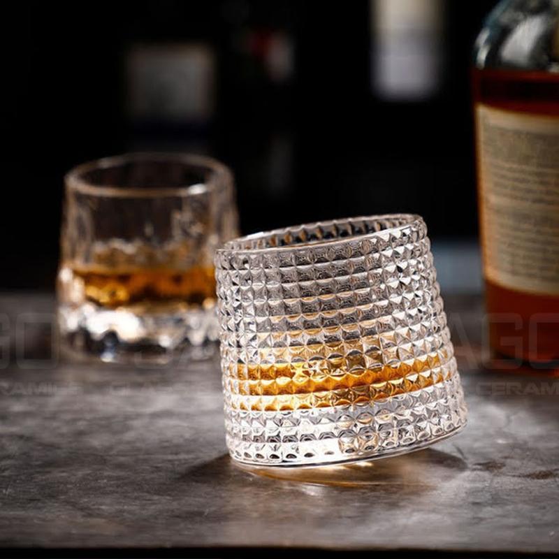 Set 06 Ly Thủy Tinh Đế xoay Deli Vintage whiky Rock Glass 170ml | Tùy Chọn Họa Tiết 6