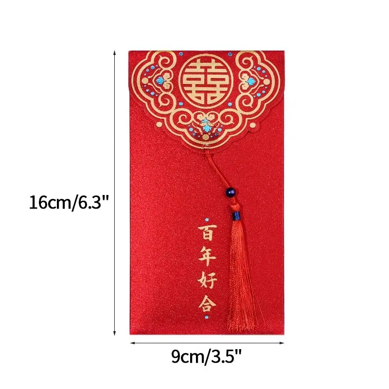 Sét 10 Bao Lì Xì Đỏ Mừng Năm Mới Phong Cách Sang Trọng, Phù Hợp Cho Ngày Tết, ngày Cưới /Quà Tặng 6