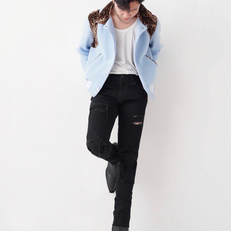 Baby Blue Leopard Varsity Jacket 6