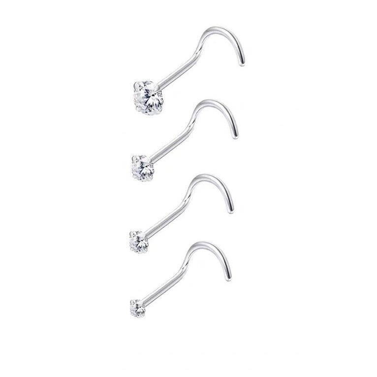 Khuyên cánh mũi nostril titan đính đá 1.5, 2, 2.5, 3mm ,thân L, Cong, Thẳng 7