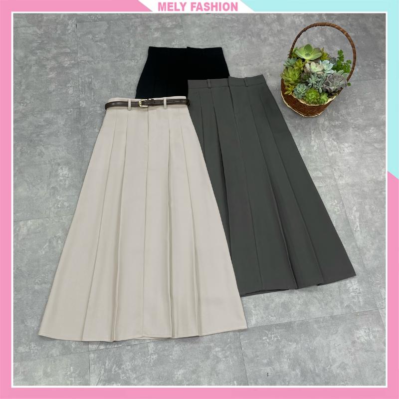 [Giá mở bán] Chân váy xếp ly midi dáng dài xòe chữ A có túi chất Tuyết mưa đứng form ly sắc nét có bigsize CV103