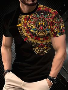 Camiseta casual para hombre de estilo indio con impresión 3D y colores vibrantes, transpirable, corte regular y cuello redondo para uso diario, calidad de impresión duradera para todas las estaciones
