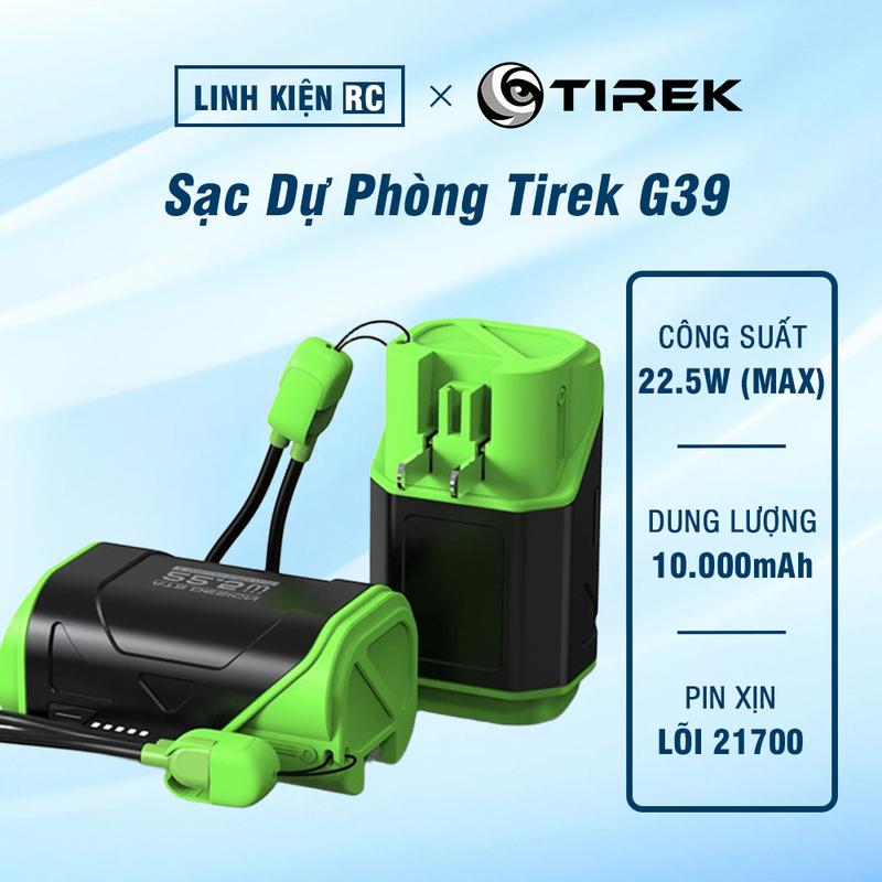 Sạc Dự Phòng Mini Tirek G39 10.000mAh. Sạc Siêu Nhanh 22.5W. Lõi Pin 21700 Chất Lượng Cao. Mới nḣất 2024