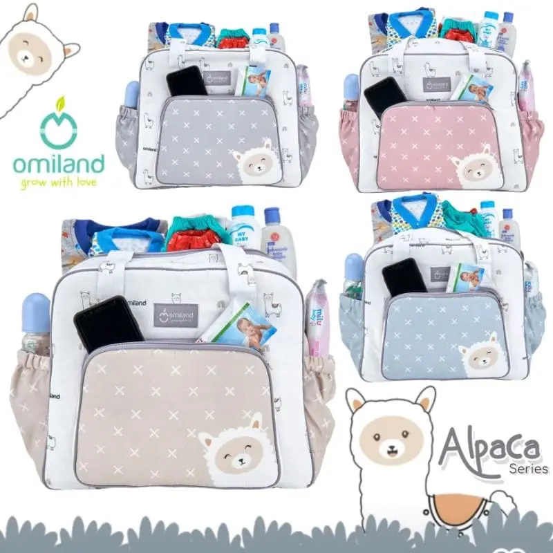 MOMS_ Omiland Tas Bayi Alpaca Series biru grey bags bag size kecil medium besar tasbayi