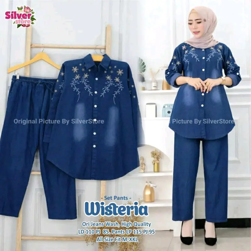wisteria set stelan pakaian wanita high quality Bunga 0