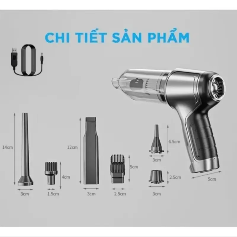 Máy hút bụi cầm tay mini Tamashio 3 trong 1, công suất 120W, tích điện, hút chân không, thổi bụi, làm sạch hiệu quả 3