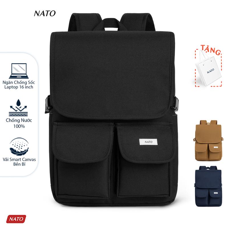 Balo NATO "Milan - Backpack" Sợi Vải SmartCanvas Deluxe Ba Lô Đựng Laptop Nam Nữ Đẹp Đi Học Đi Làm Đi Chơi Đen Xanh Đeo Vai Bag Túi Da