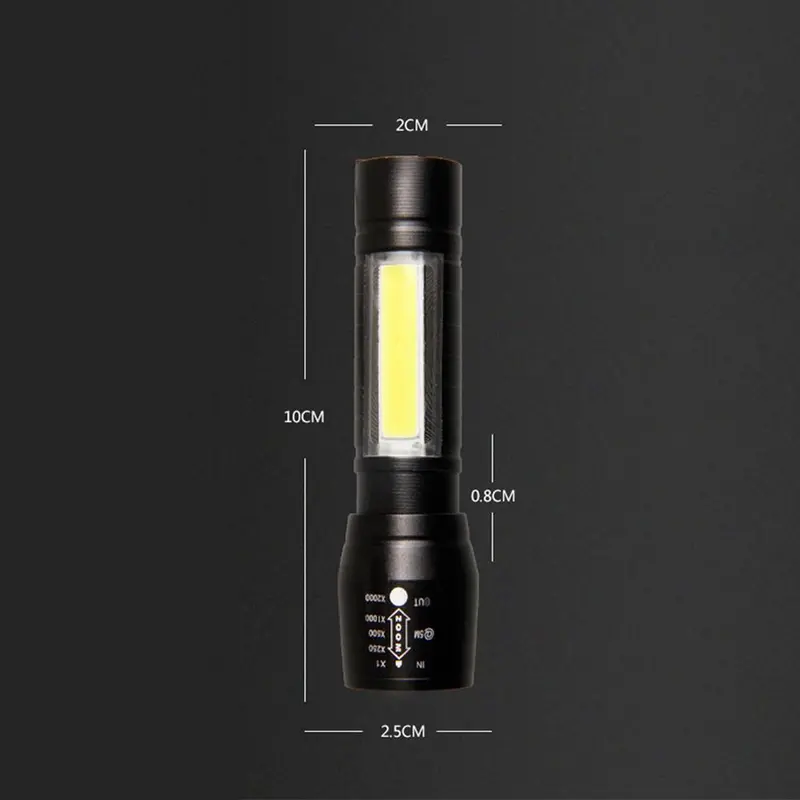 Đèn Pin LED, Đèn Pin Mini 2 Trong 1, 4 Chế Độ, Có Thể Sạc Lại USB, Thích Hợp Để Cắm Trại, Pin COB, Đèn Chống Nước, D5N1 5