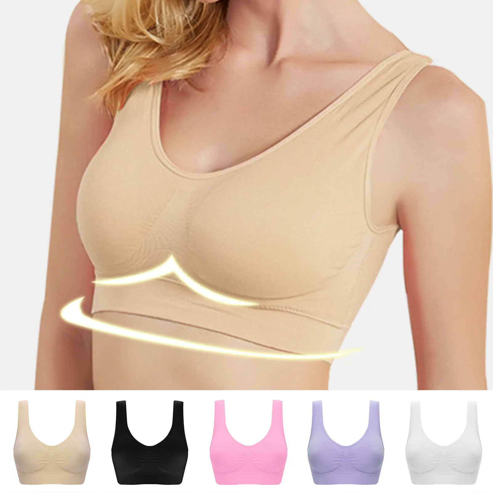 Yewfly-Brassiere Solid Color Seamless Women Pure Color All Match Bra for Yoga