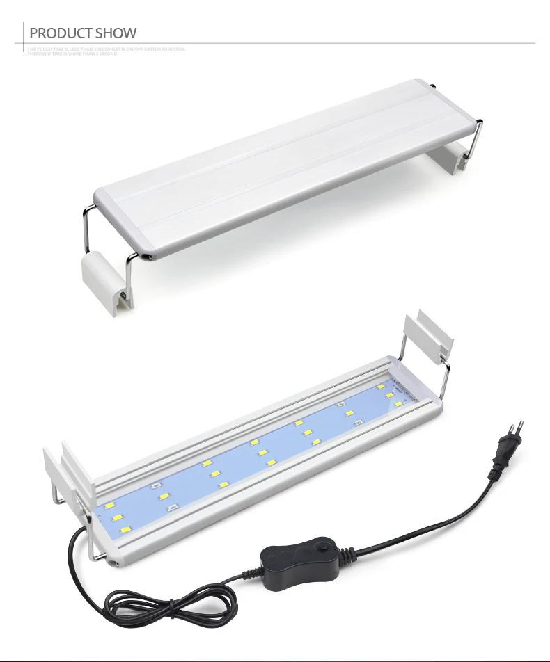 Product Introduction of Aquarium LED Light Super Slim Fish Tank Aquatic Plant Grow Lighting Waterproof Bright Clip Lamp Blue LED 18-72cm for Plants 220V 12