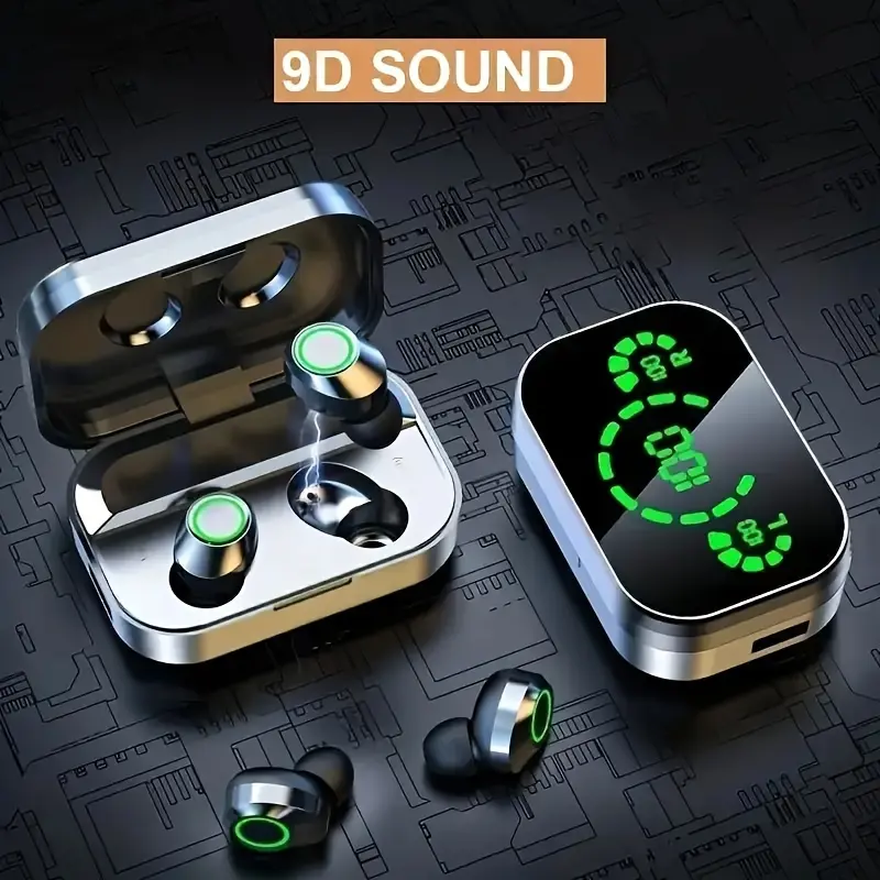 Long-Lasting Lithium Battery Wireless Earphones with Mirror Digital Display - Hi-Fi Sound, Touch Control, Semi-Open Back Design for Immersive Gaming Experience