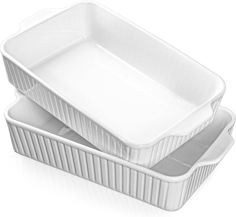 TikTok Shop Casserole Dishes for Oven Ceramic Baking Dish 9x13 4.2 Quarts Casserole Dish with Handles 2 Pack Lasagna Pan Deep Baking Pan Set Bakeware Oven Safe Baking Dishes for Oven Lasagna Wedding G...