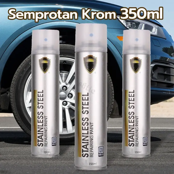 Cat Semprot Chrome 350ml Chrome Spray Pain Warna Chrome Krum Stainless Automotive Metallic Paint Chrome  Cat Semprot Krom 350 ML Warna Krom Cat Logam Otomotif Krom Cat Semprot Krom Sapporo Baja Tahan Karat Krom 0