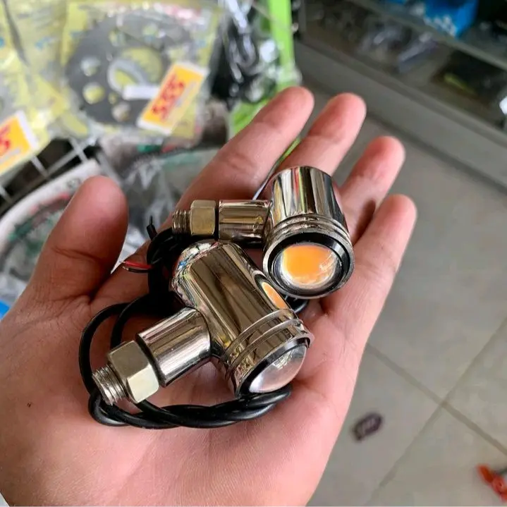 Lampu Sein CB Bulat Kapsul Reteng sen LED palu Tabung Stainless CNC model terbaru harga sepasang Motorcycle