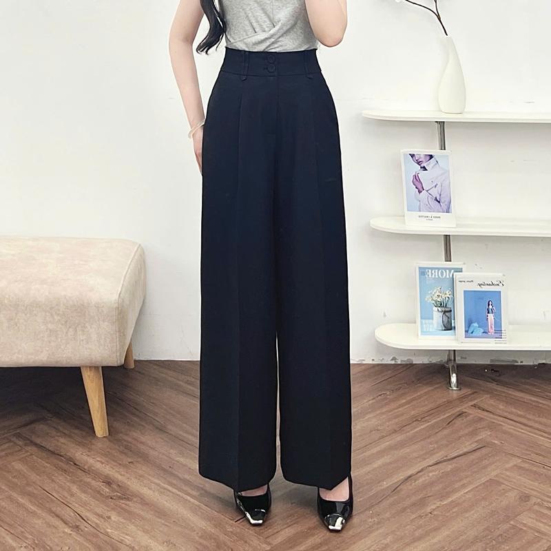 Quần Nữ CCHAT Dáng Suông Xếp Ly Cạp Bổ Can Diễu Chất Tuytsi 24QDS2010ST