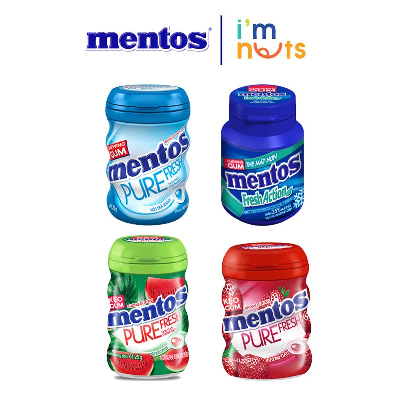 Kẹo cao su Mentos Fresh Action và Sing gum không đường Mentos Pure Fresh đủ vị