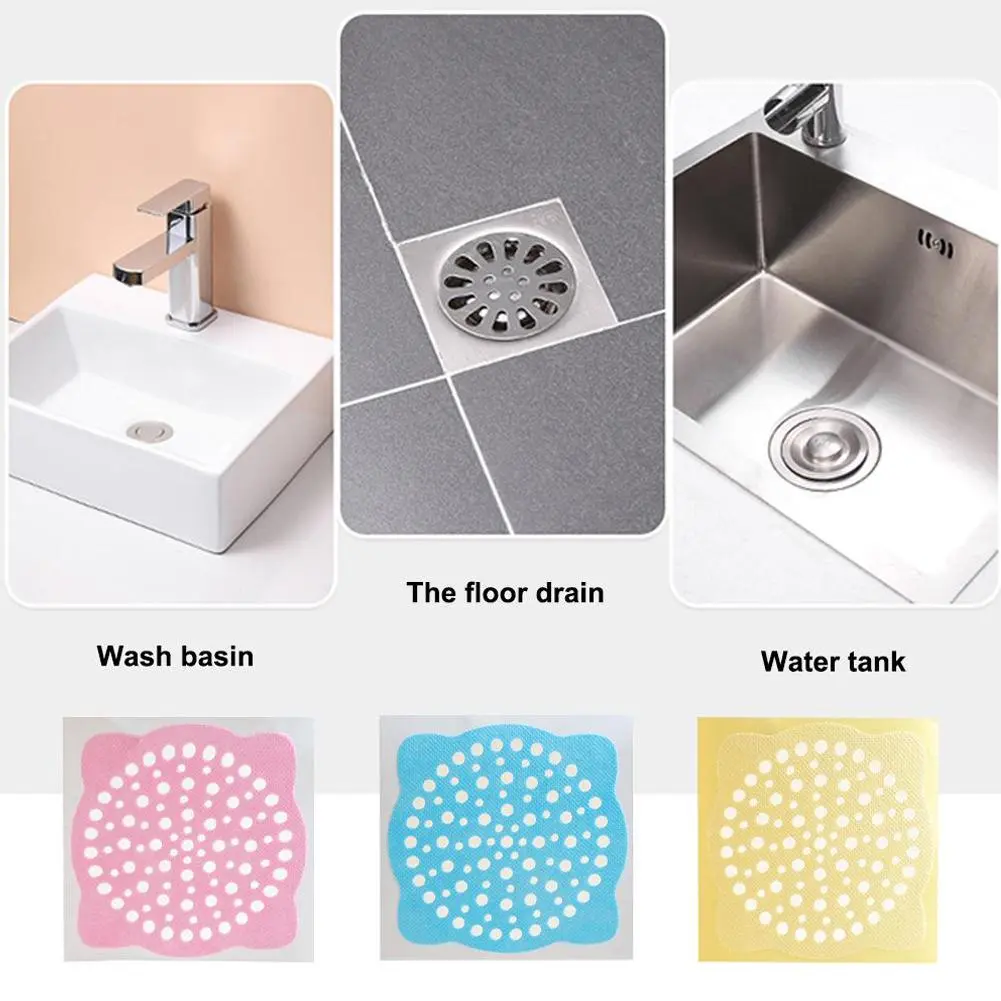 Disposable Hair Filter Stickers Kitchen Bathroom Floor Drain Debris Filters Stickers Non-woven U8N3