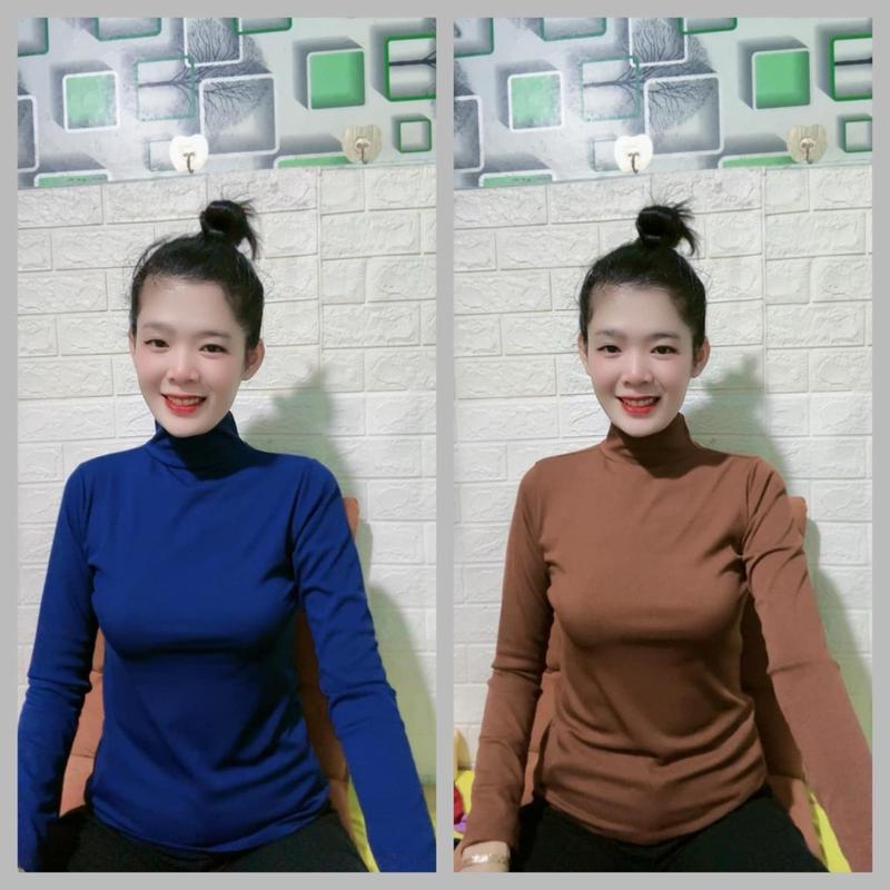 Áo ủ kem cổ lọ, from ôm chất vải gân tăm lạnh tay xỏ ngón từ 40-95kg vừa