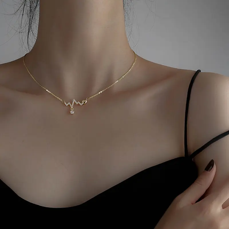 Vòng Cổ Nhịp Tim, Phong Cách Nhật Bản Và Hàn Quốc, Hàng Mới Về Mùa Hè, Nữ Cá Tính Độc Đáo Hợp Xu hướng Ins Người Nổi Tiếng Trên Internet, Dây Chuyền Xương Đòn Ecg, Dây Chuyền Cổ