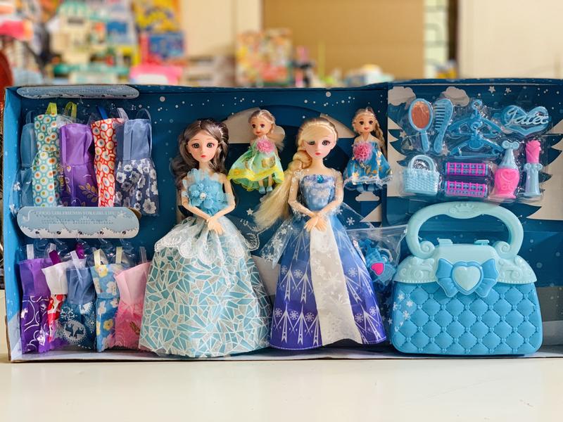 Combo 4 búp bê barbie công chúa thay váy có túi xách và đồ trang điểm Đồ Chơi Toy