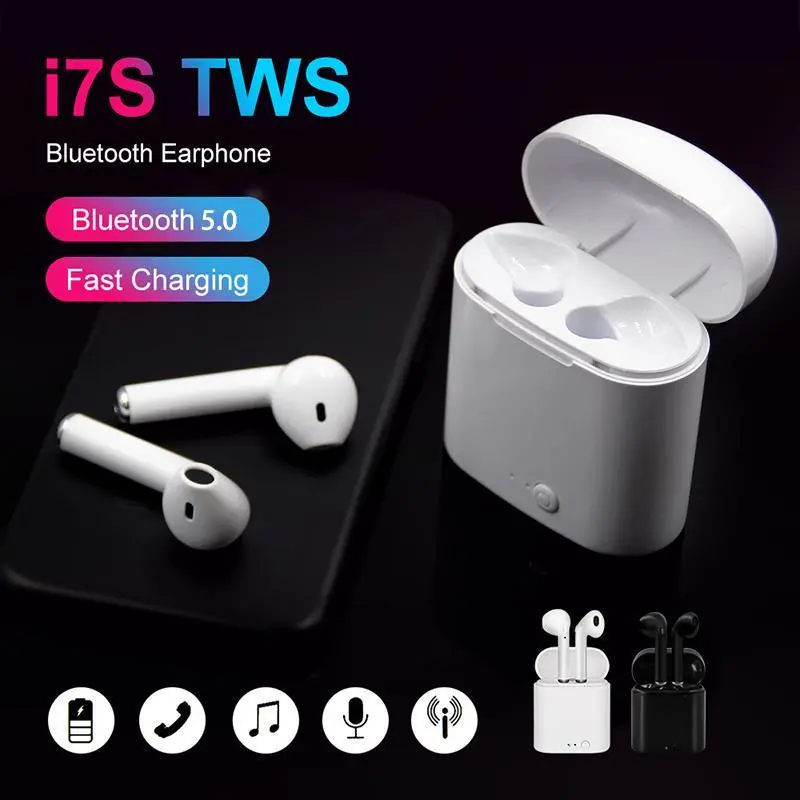 DW - Headset i7s TWS Earphone Dual Bluetooth Wireless murah Full bass batre awet terbaik henset With Charging Case cocok untuk semua Hensed Tanpa Kabel hengset hetset hedset blutut Gaming hadfone Termurah Bergaransi Bisa COD Earphones Headphones