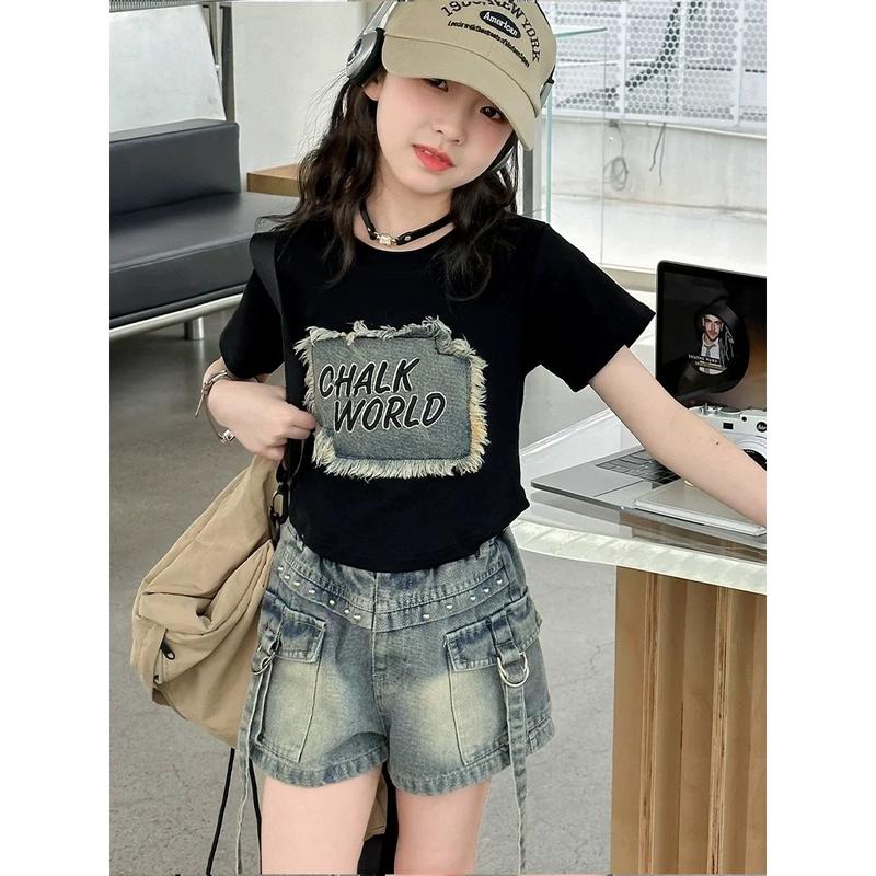 tshirt atasan crop top anak perempuan 2-10 tahun bahan katun adem 100% sesuai gambar 0
