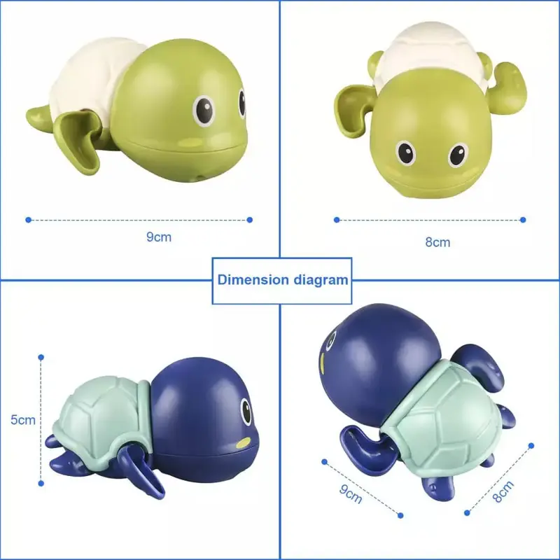 Mainan Mandi Anak Kura Kura Lucu Tanpa Baterai Turtle Chubby Swim Bath Toys - 9 cm 8