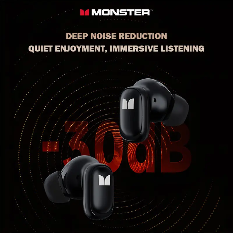 Monster XKT28 (ANC) Wireless Bluetooth Earphones Mini Earbuds TWS Gaming Low Latency 1