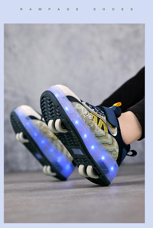 Product Introduction of Girls' Shoes 2024 New Children's Breathable Mesh Surface Sneaker Girls the Skating Shoes Medium and Big Children Boys Pulley with Lights Trendy Heelys 22