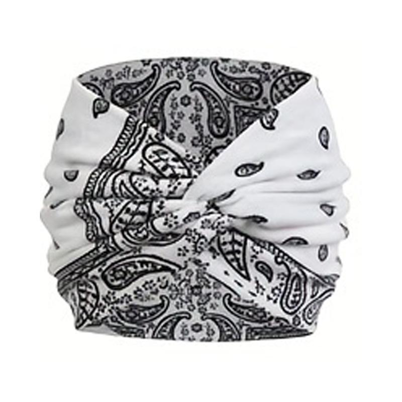 Product Introduction of Boho Women Floral Print Outdoor Headband Sports Elastic Wide Criss Cross  Running Adjustable Headbands Yoga Sweat Absorption Head Band Bandeau Sport Hair Band Hair Accessories 2