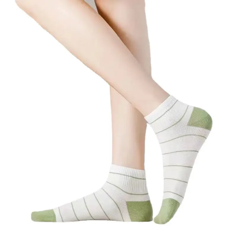Kaos Kaki Wanita Motif Lemon Hijau Lumut Kotak Fashion Korea Women Sock Import Panjang Katun 3