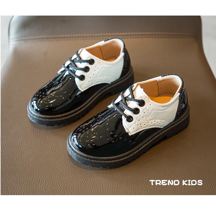 Product Introduction of Spring and Autumn New Children's Black Leather Shoes Lace-up Fashion British Style Boys Performance Shoes Girls Performance Shoes Soft Bottom 14