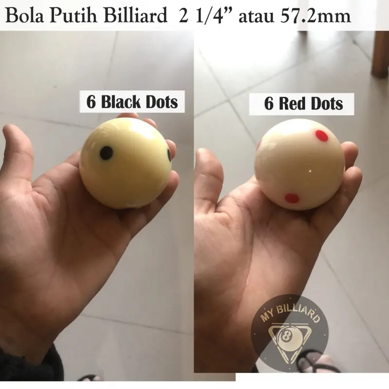 Bola Billiard Putih 57.2mm 6 Black Dot dan 6 Red Dot - White Billiar Ball 9 Feet ft gaco gacoan 0