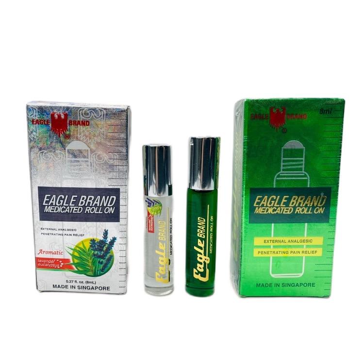 [ĐỦ BILL STORE + AIR] Combo 2 chai dầu xanh và trắng dạng lăn Eagle Brand External Analgesic Penetrating Pain Relief 8ml của Mỹ. 0