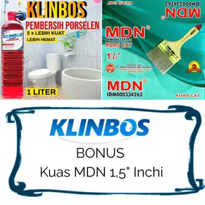 KLINBOS PORSELEN 1 LITER bonus Kuas MDN 1,5" Pembersih Kerak 5X Lebih Kuat Untuk Kamar Mandi,pembersih kerak kamar mandi,pembersih kamar mandi, pembersih kerak kamar mandi yang membandel,pembersih kamar mandi dan keramik,pembersih kerak kamar mandi ampuh