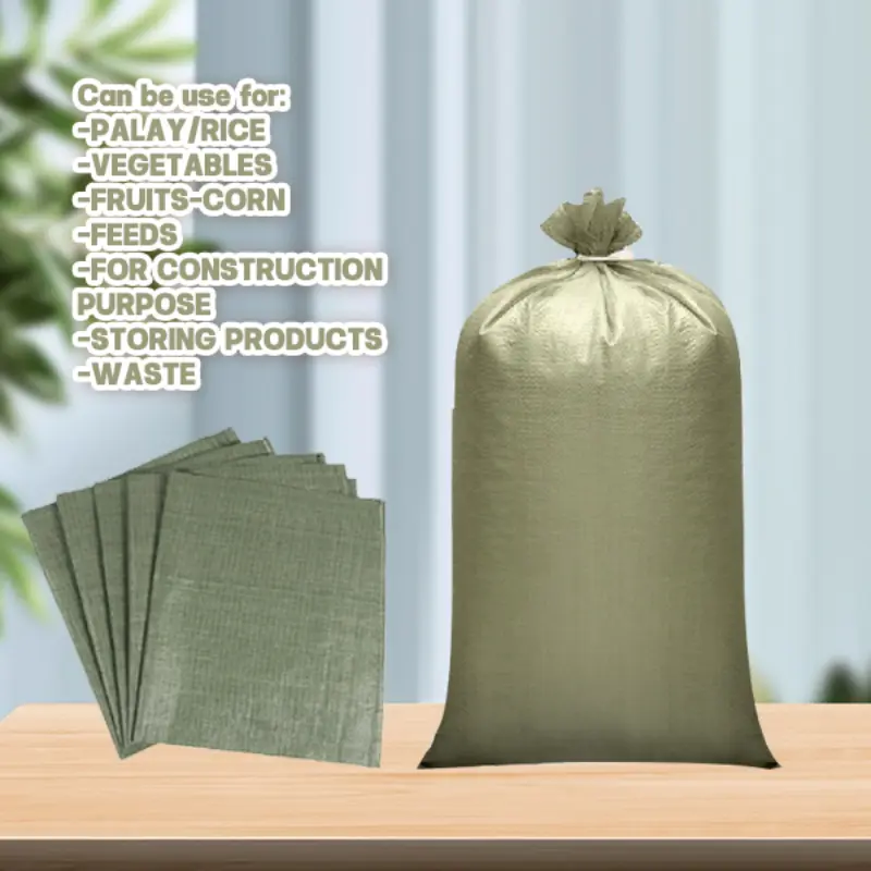 【In Stock!】 only recycle (1/5/10/20/50/100PCS) GREEN SAKO/SACK (50cm x 90cm/80cm*120cm each size) Big size Ordinary sako Up to 60kilos Oversize protect environment Plain Rice / Container / Trash bin High