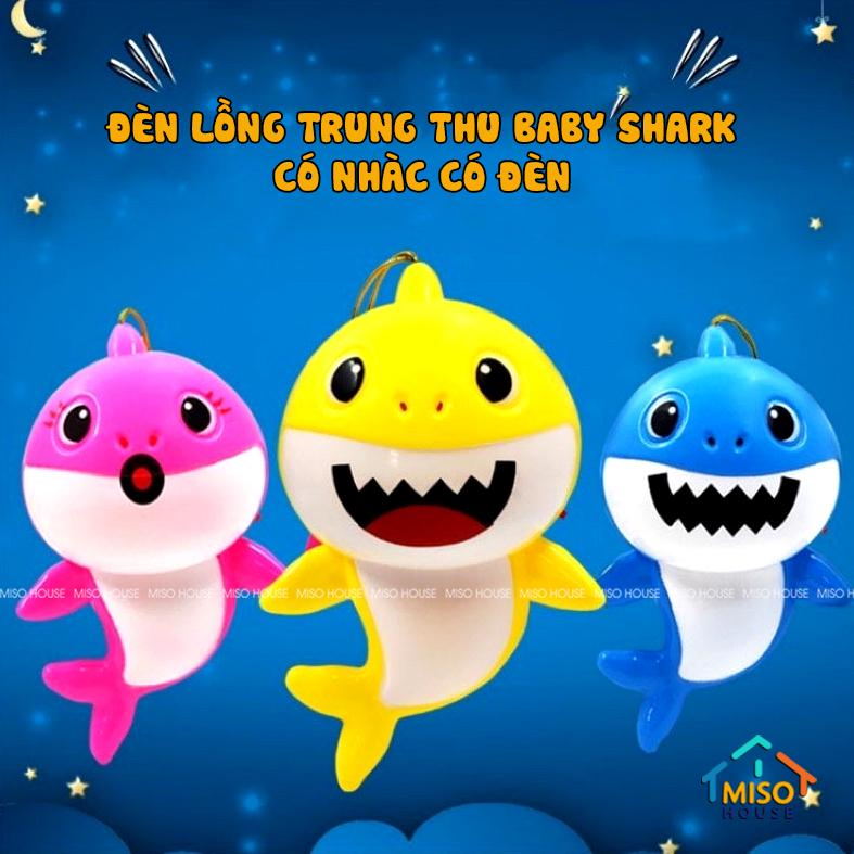 Lồng đèn trung thu hình cá mập Baby Shark có nhạc và đèn, đèn lồng trung thu cho bé gái và bé trai, đồ chơi trung thu