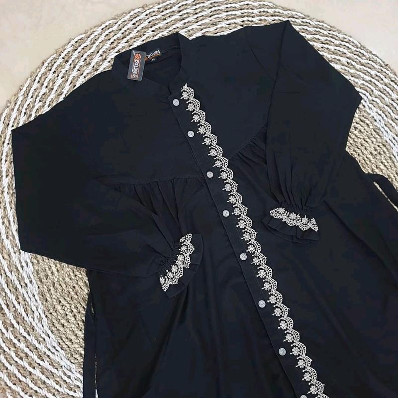 GAMIS ABAYA HITAM JETBLACK TERBARU SIZE STANDAR JUMBO S-XXL / BAJU GAMIS WANITA MUSLIM TERBARU DRESS Mewah Lembut Renda Lebaran Turki Wolfis Turkey 3